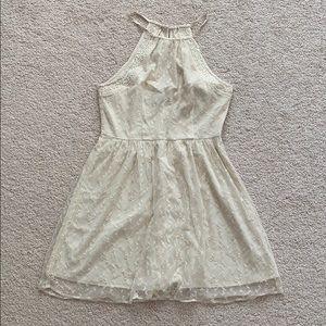 American Eagle cream halter lace dress